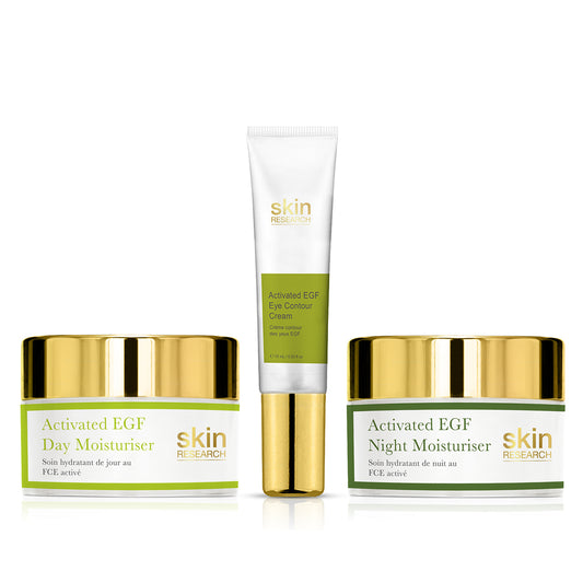 K3 Activated EGF Eye Contour Cream + Activated EGF day moisturiser + Activated EGF night moisturiser
