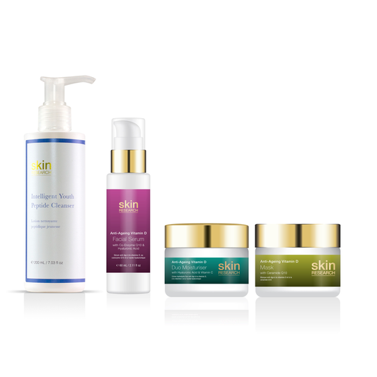 "Youth Peptide - Cleanser - + Anti-Ageing Vitamin D  with Hyaluronic Acid & Vitamin C + Vitamin D & Ceramide Q10 Mask + Vitamin D with Co-Enzyme Q10 & Hyaluronic Acid Serum  "