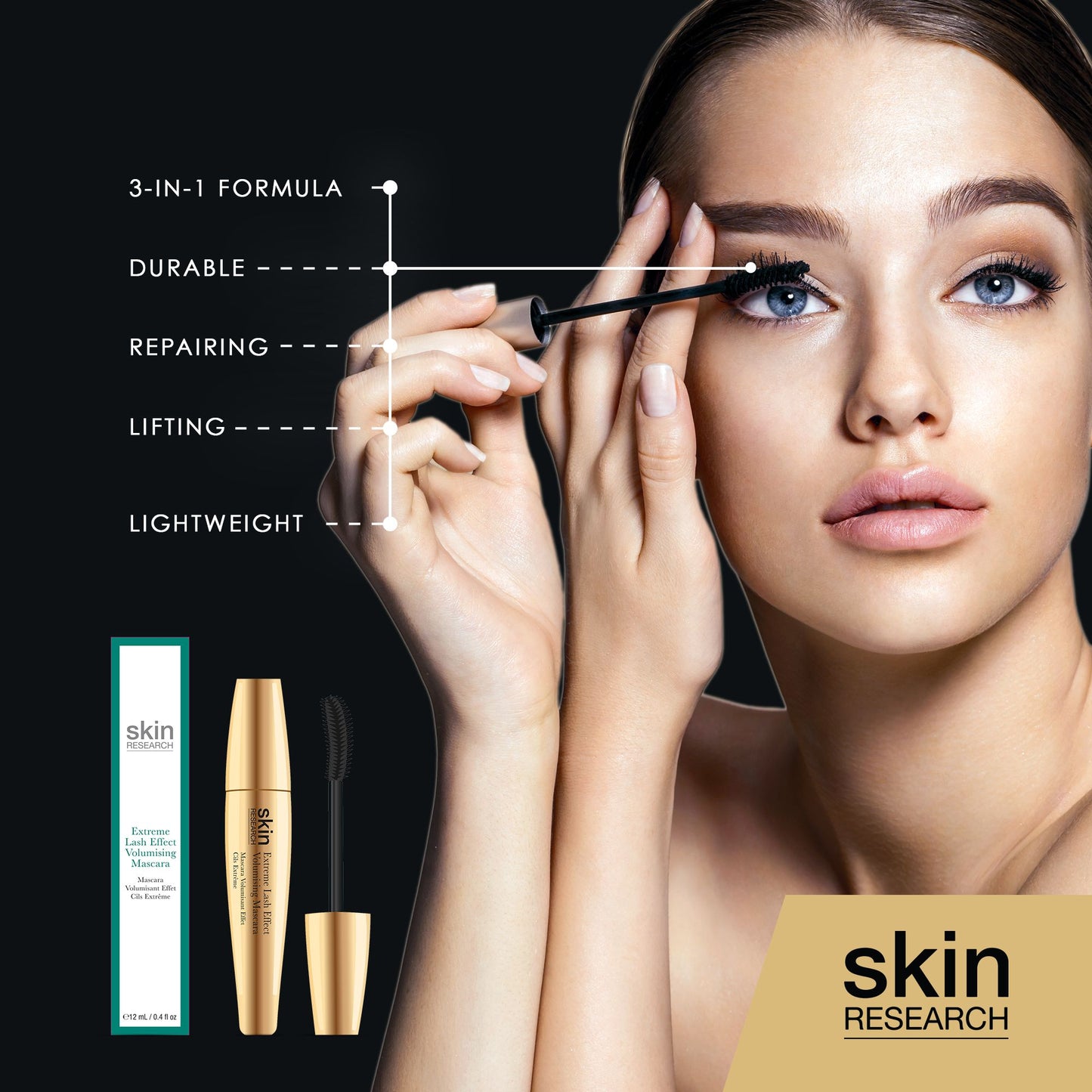 K2 Skin Research EXTREME Lash Effect Volumising Mascara +  Volumising Mascara