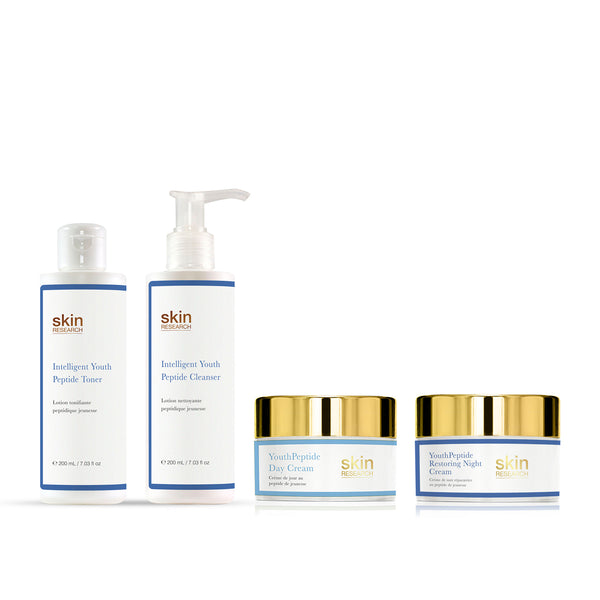 K4 Skin Research Youth Peptide Cleanser, Toner, Day & Night Moisturiser